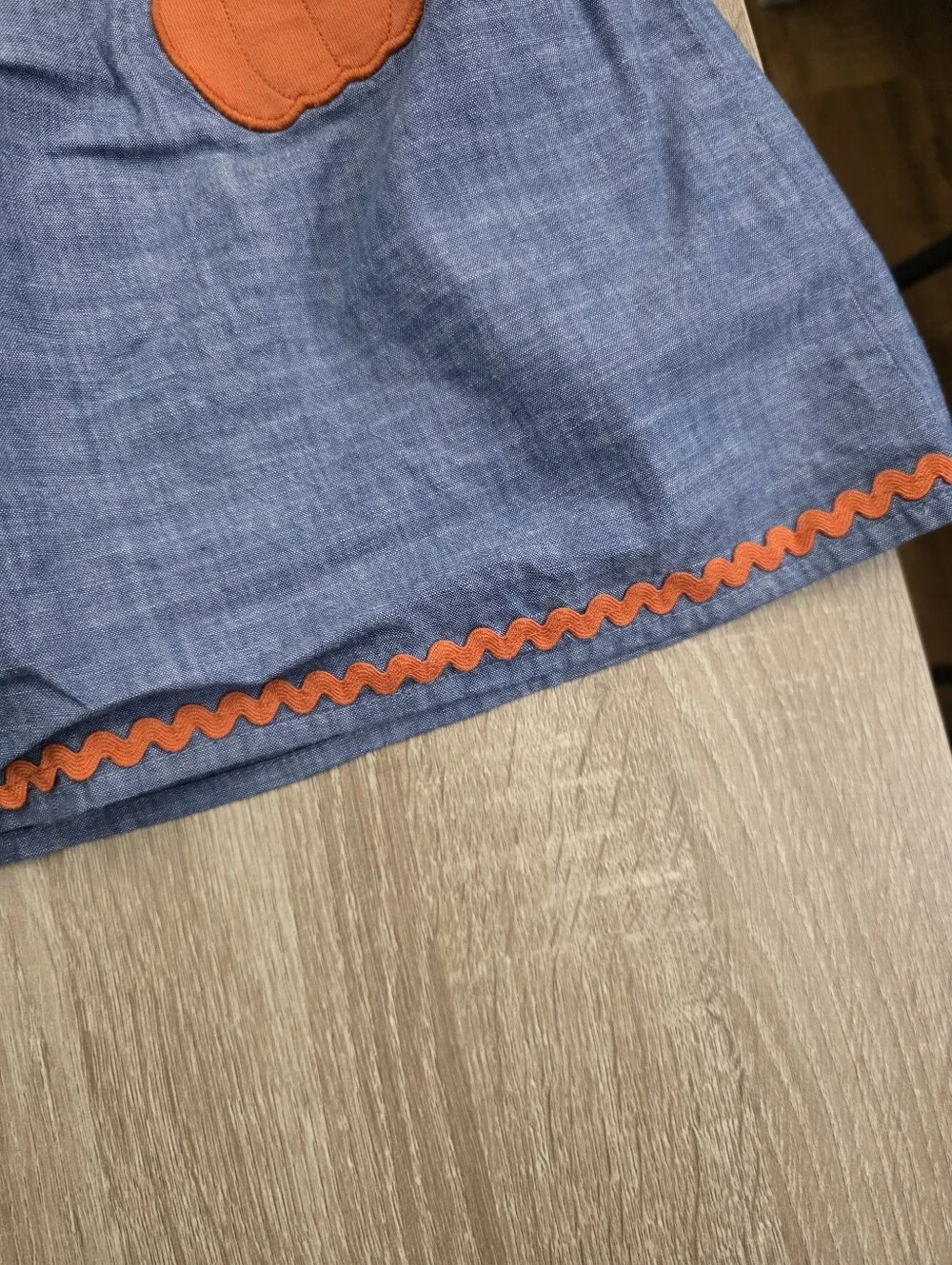 Gymboree Girls Blue Chambray Skort with Orange Pumpkin Appliqués Size 12